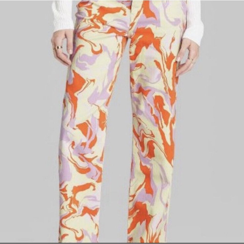 Wild Fable Pants Highest Rise 90's Straight Marbled Multicolor Pants 00 NWT